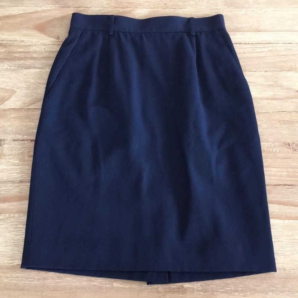 VTG Liz Claiborne Navy Wool Skirt Straight Classic